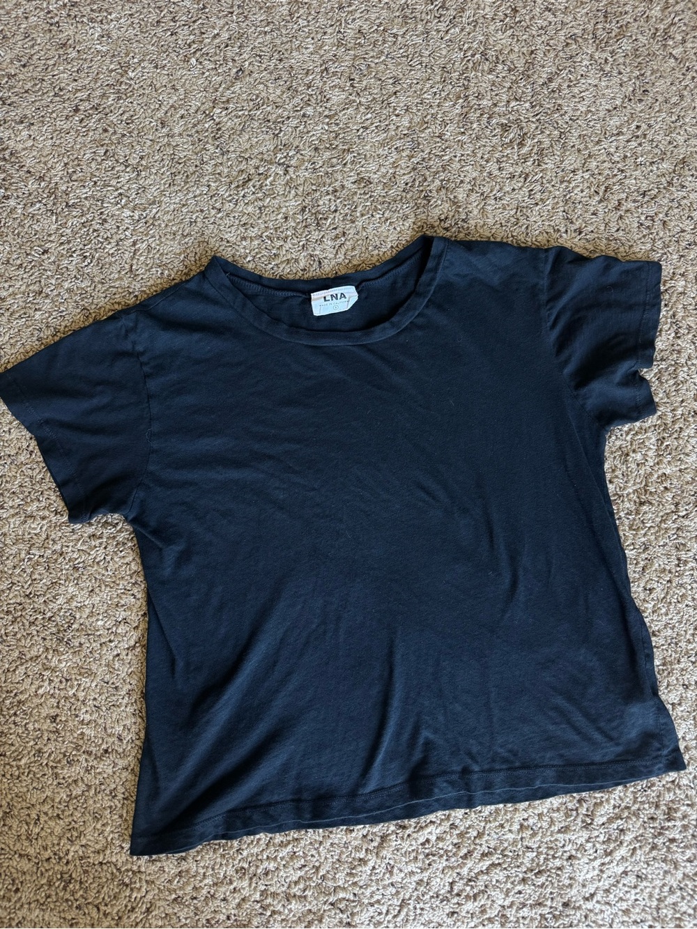 LNA Black Short Sleeve Crew Tee, Small